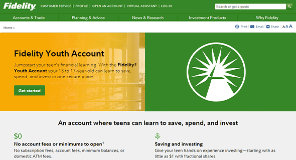 أفضل 20 تطبيقات إستثمار المال للشباب والمراهقين - ربح المال من الإنترنت 2 حساب الشباب Fidelity® (مكافأة قدرها 50 دولار أمريكي).