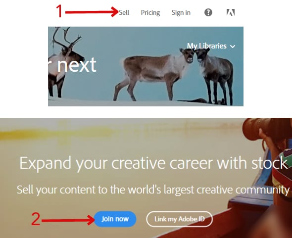 شرح كيفية الربح من موقع Stock Adobe لبيع الصور والتصاميم 2026 2 التسجيل في ستوك أدوبي شرح بالصور الخطوة الأولى.